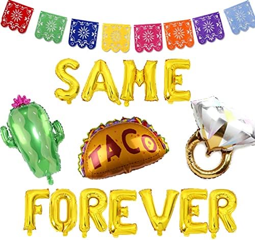 Мексикански Комплект Бижута За моминско парти за гейове и Лесбийки -Fiesta Same Тако Forever Банер с Въздушно топка, Пръстен