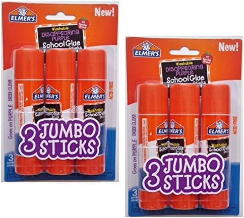 Училищен лепило-молив Elmers Jumbo застрашените лилав цвят, на 1,4 Грама, 2 Опаковки по 3 пръчки, само на 6 щеки