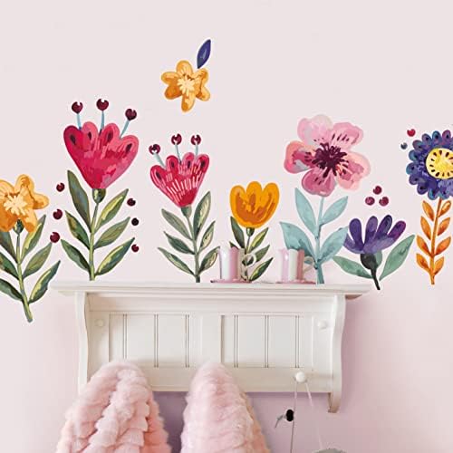 Стикери за стена с цветя за Спалнята на Момичетата - Детски Стикери за стена на собствените си ръце за Класната стая, детска игрална стая - Инкрустация с Флорални пр?