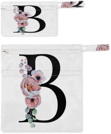 Мокри чанти Alphabet B за бански костюми, 2 опаковки, Влажна, Суха чанта за подробности молокоотсоса, Водоустойчив