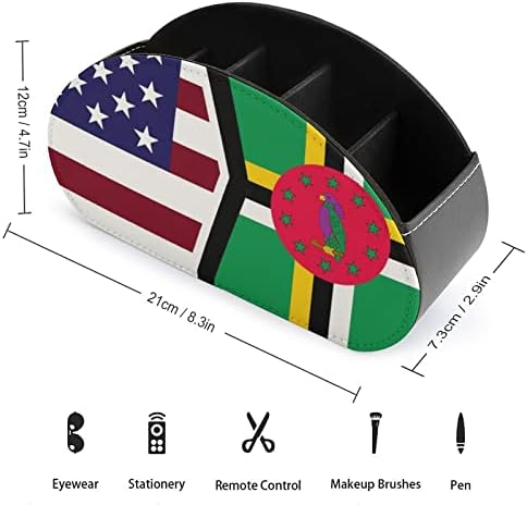 Кожен Държач за Дистанционното Управление с Флага на Съединените Щати и Доминики, Забавен Кутия За съхранение на Caddy, Настолен Органайзер с 5 Отделения за телевизор
