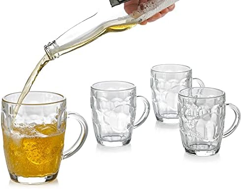 Една Чаша Dimple Stein, Стъклени Бирени Чаши с Дръжки, Бирени Чаши за замразяване, Набор от Бирени Чаши обем 4-18 Грама