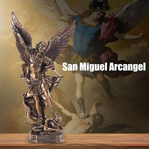 Статуетка на Архангел ЦЯНЬЛИНА 12,5 инча в Сан Мигел, Статуя на Св. Михаил от бронзовата смола, Колекционерски Фигурки