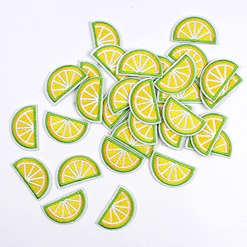 ЯМА 10шт Шир На Бродерия Ленти Лимонови Плодове Етикети Тъканни Апликация Икона Дрехи
