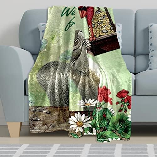 TBOUOBT флисовое одеяло за спално бельо, декоративни за секс на дивана в спалнята, е добре дошъл реколта протеин, цветя, градина
