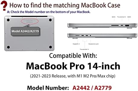 UESWILL е Съвместимо с 14-инчов калъф MacBook Pro 2021-2023, модел A2442/A2779, Твърд калъф с дизайн за MacBook