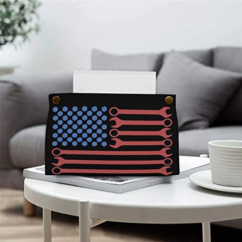 Гаечен Ключ Американски Флаг Кутия За Салфетки Органайзер на Капака За Хартия За Лице Калъф Притежателя Диспенсер За хартиени