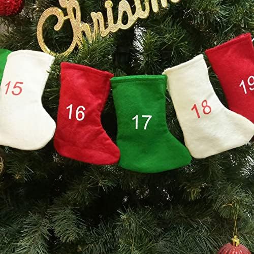 24ШТ Чорапи направи си САМ Коледна Украса Коледен Обратното Броене Стенен Календар Подарък Пакет Висулка Валентин