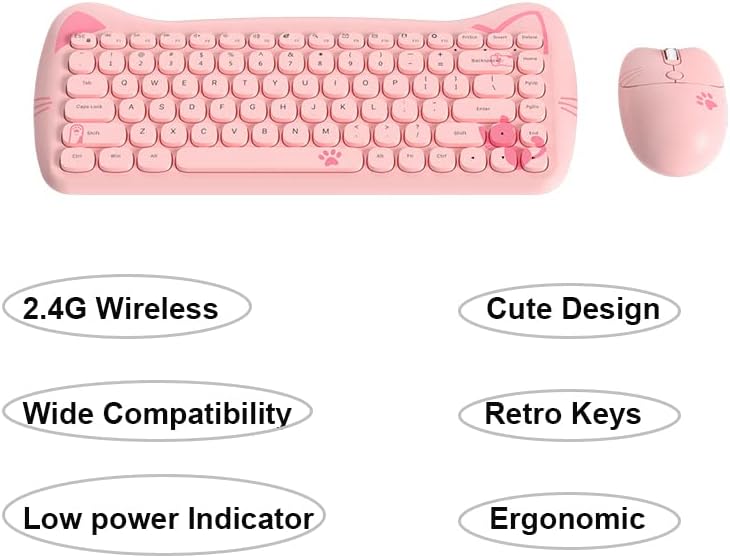 Комбинирана Безжична Клавиатура и Мишка Lancoon, свързване чрез USB 2,4 G, Водоустойчив 2400 dpi Ергономичен Лек Дизайн