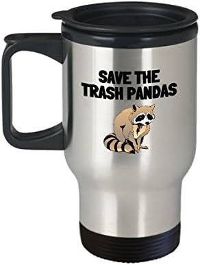 Чаша за пътуване със забавна енотом - Подарък за Фен на миещи мечки - Спаси Боклук Панди
