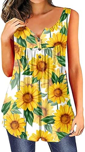 Женските Празнични Блузи 2023, Пролетно Тениска Без Ръкави с яка, Копчета и Цветисти Принтом, Ежедневни Дамски Блузи на