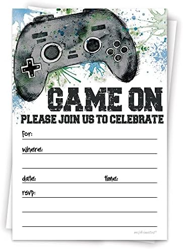 Покана за видео игри на парти по случай рождения ден на момче (20 броя в плик) - Покани за парти за геймъри
