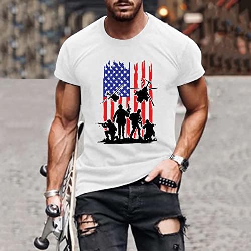 XXBR Мъжки тениски с къс ръкав Войници на 4 юли с принтом Хартата на САЩ, Патриотични фланелки с кръгло деколте и спортни мускули