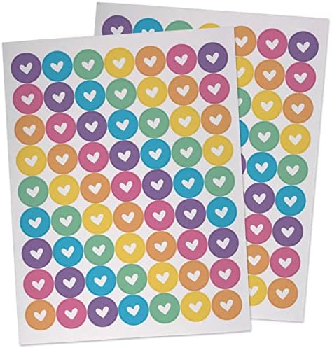 Красиви и цветни Преливащи се цветове стикери със Сърца за пликове - 6 Кръгли цветни рисунки във формата на