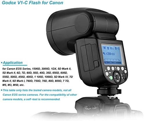 Светкавица Speedlite за камерата Godox V1-C с кръгла глава, която е съвместима с Canon, 76Ws TTL 2.4 G X Безжична 1/8000