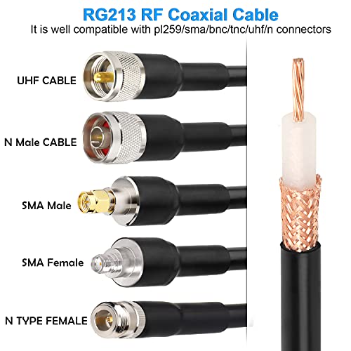 XRDS -RF Коаксиален кабел RG213 100 ФУТА 50 Ома С ниско отслабване Кабел RG213 С Голия медна оплеткой Екранировка Коаксиален кабел RG213