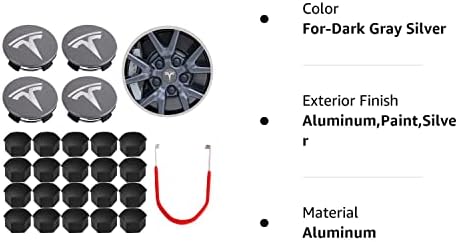 Комплект капачки централна главината на колелото Чанг Тъмно сиво сребрист цвят, Комплект Протези, централна гайка колела, съвместими с Tesla Model 3/S/X/ Y (4 Капсула центра