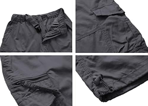 Мъжки къси Панталони-карго TIANBA Дължина 3/4 Свободно, Намаляване, Гъвкави Работни Панталони-капри Под Коляното, Ежедневни Панталони с 7 Джобове