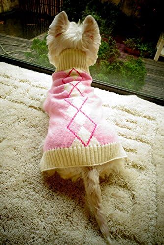 Пуловер за кучета с висока Воротом от Аргайловой задължителни за Малки Кучета и котки Кити, Малък (S) Размер, Розов