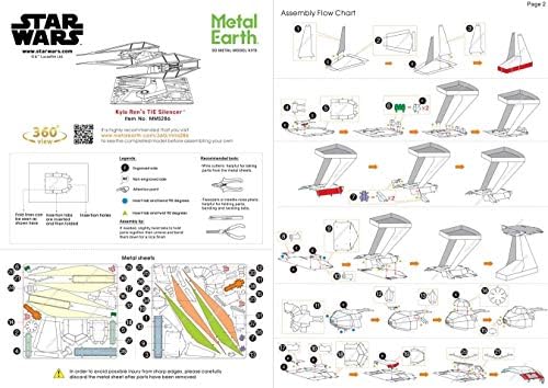 Очарованието на Метални Земята Междузвездни войни Последният Джедай Комплект ауспуси за вратовръзка Кайло Рен 3D Метален модел