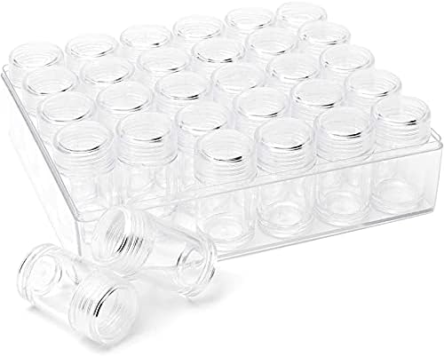 Пластмасова кутия за съхранение на Juvale с контейнери-буркани за пайети, мъниста, Кристали (6,5 x 2 x 5,5 инча)