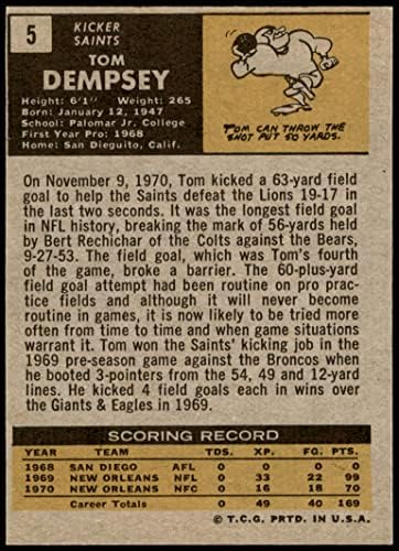 1971 Topps 5 Това Демпси Ню Орлиънс Сэйнтс (Футболна карта) в Ню Йорк Сэйнтс Паломар Младши колеж