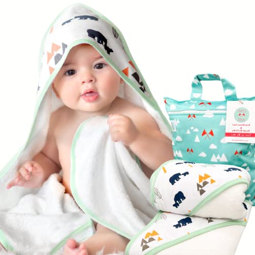 Бамбукови кърпи Land of the Wee с качулка за новородено - 2 опаковки - Луксозно Меко и ултра Впитывающее детско
