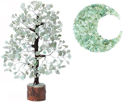 Кристалното Дървото на Живота от Зелен Нефрит - Дърво Чакра и 1/2 килограм Смачкани Парченца От Естествен камък, Парчета