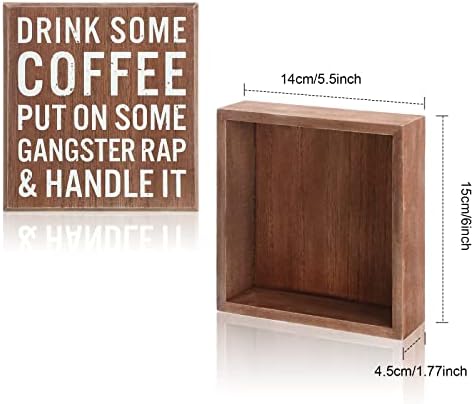 Пийнете Малко Кафе Знак кутии Дървена Кутия Знак Забавни Надписи на Кафе на Бара Дървена Селска Къща Кафеена Стена