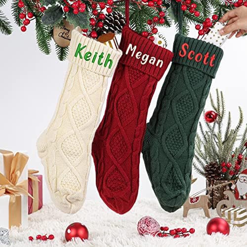 MOSTOP Персонализирани Възли Коледни Чорапи с Потребителски Име на 18-Инчов Голям Коледен Отглеждане на Деца