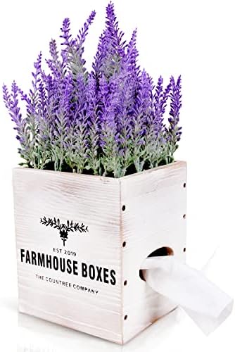 Квадратна капак кутии за салфетки Countree Farmhouse - Уникален декоративен държач за кърпички - Незабавно