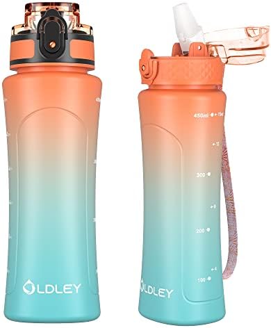 Бебешко шише за вода OLDLEY за училище със сламен капак, 15 грама, Нечупливи, Херметически затворени, Не съдържа BPA