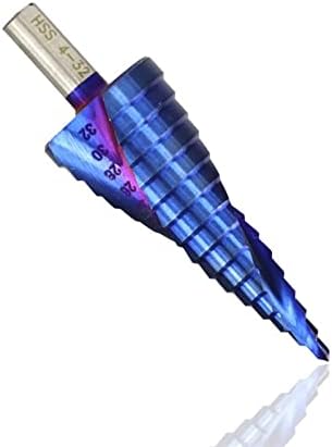 Скорост на пробиване коронката GRUNI 1бр 3-12/4-12/4-20/4-32 Тренировка със синьо покритие за пробиване на отвори в дърво/Метал с конусным сверлом 1 бр. (Цвят: Шестостенния дире