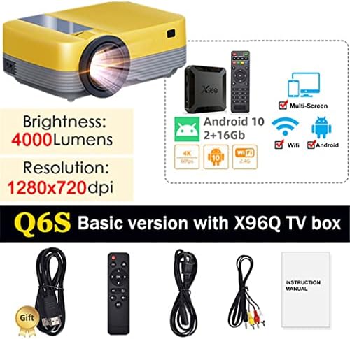 LDCHNH Q6S видео проектор за домашно кино Full 1080P С поддръжка на Airplay Android 10 TV Box Допълнителен видео проектор