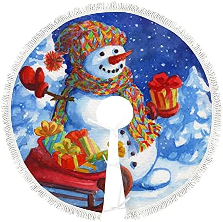 Vantaso Пола за Коледната Елха, Коледен Снежен човек, Коледна Зимна Пола за Коледната Елха с Пискюл, Подложка за