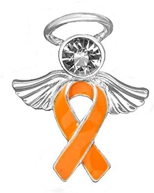 Информационните икони с оранжева панделка - Оранжеви информационните икони с лента, с кръгла форма и във форма на ангел за борба