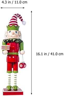 OVAST 4 бр. Дядо Елф Дървена Лешникотрошачката 16 инча Коледен Традиционна Дървена Лешникотрошачката Кукла Играчка Войник Фигурка Маса за Коледа на Празника Статуята