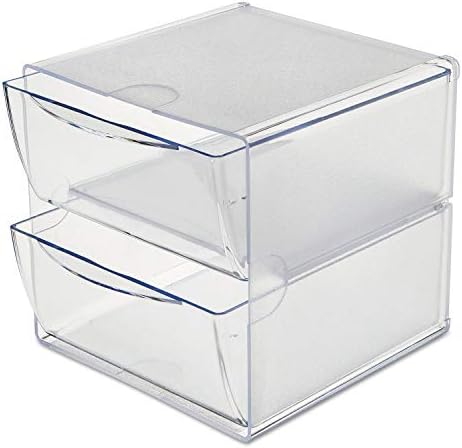 deflecto 350101 Органайзер за кубчета с две чекмеджета, Прозрачна Пластмаса, 6 x 7-1/8 x 6