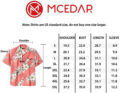 Мъжки Хавайски Ризи MCEDAR Свободно Намаляване С Къс Ръкав и Копчета, Тропически Плажна Риза Aloha Beach Shirt-Big