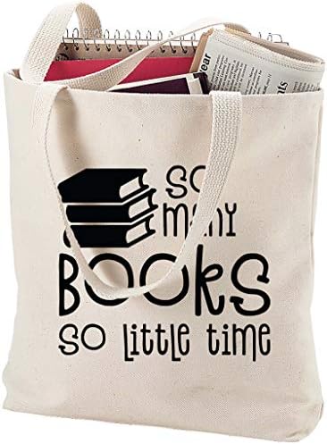 Смели чанти-тоут, Толкова много книги, толкова малко време, забавна купчина, любов към четенето, Натурална Холщовая