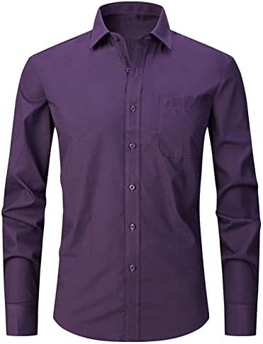 Maiyifu-GJ Мъжка Риза на Райета, Обикновена Ежедневни Ризи с Копчета, Ризи с Отложным яка, Дълъг ръкав и джоб