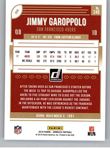 2018 Donruss Football 249 Джими Гаропполо Сан Франциско 49ers Официалната Търговска картичка NFL