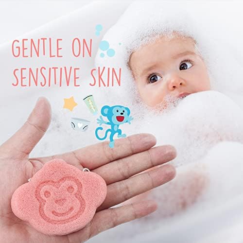 [9 опаковки] Набор от детски гъби за баня основната коняк за чувствителна кожа - Гъба основната коняк за по-безопасен и естествен къпане на бебето - Детска гъба за къп