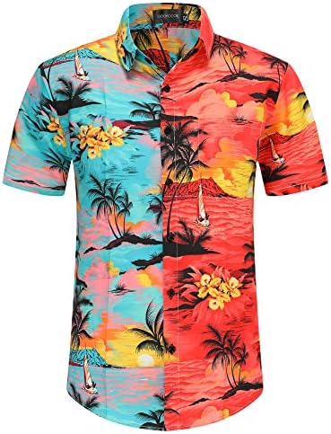 Хавайска Риза за Мъжете, Хавайски Ежедневни Летни Плажни Ризи Aloha Копчета