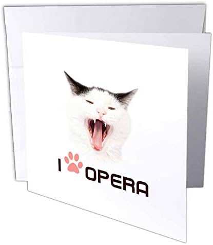 3розовая Котка Силно Пее Песничка. Аз обичам Операта. Забавен подарък за Фен на операта - Поздравителна картичка