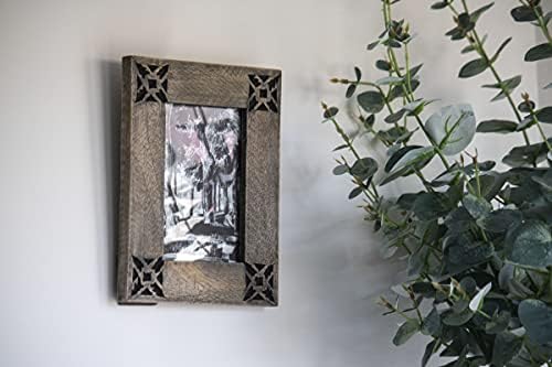 Декоративна Рамка за снимки от дърво Foreside Home & Garden Black Southwest Pattern 4x6 Инча, Натурална