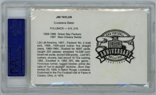 ПАКЕТИРАНЕ Джим Тейлър подписа картичка HOF 35th Anniv AUTO PSA / Сляб ДНК С автограф - Издълбани подпис NFL