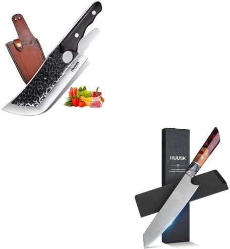 Huusk Модернизирани Ножове Викингите Ръчно Коване Обвалочный Нож В Комплект с Кухненски Нож от дамасской Стомана