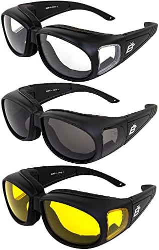 3 Двойки Birdz Swallow Идеални Над Очилата си С Пенопластовой Подплата За Езда на Мотоциклет, Очила с Черна Рамка, Прозрачни