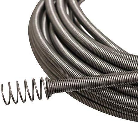 Дренажен свредел Drainx Easy Twist | Гъвкави водопроводни кабели за почистване на дренажни засоров В комплект Чанта за съхранение и Предпазни ръкавици, Диаметър 1/4 инча, 50 ?